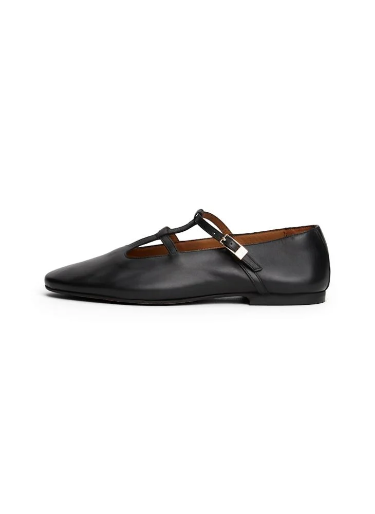 تومي هيلفيغر Leather Double T-Bar Ballerinas
