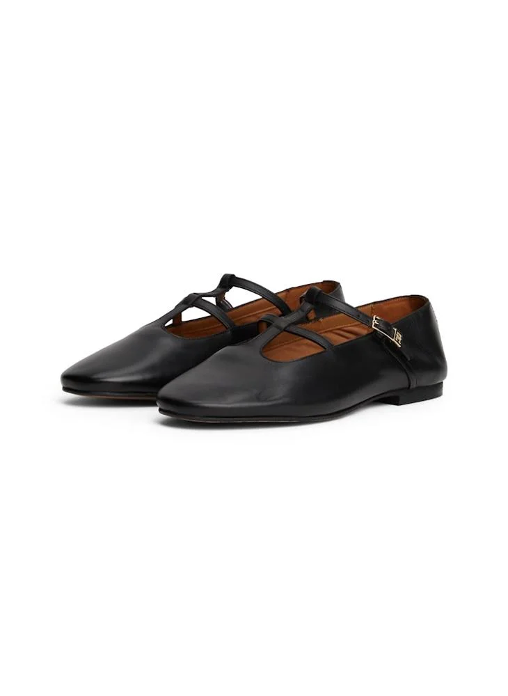 تومي هيلفيغر Leather Double T-Bar Ballerinas