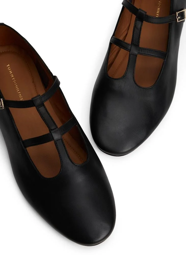 تومي هيلفيغر Leather Double T-Bar Ballerinas