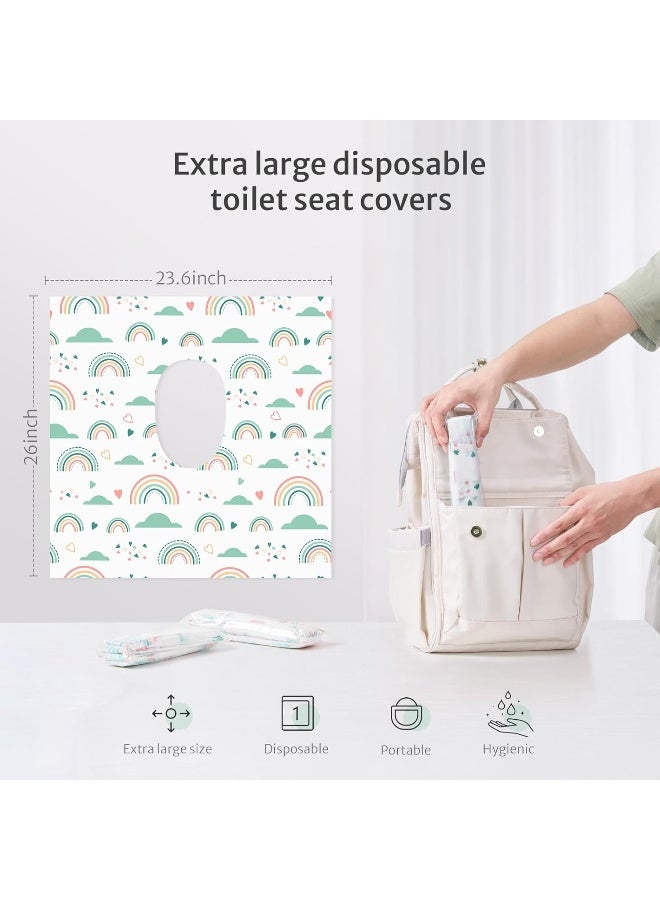 Blissful Diary Toilet Seat Covers Disposable, 30 Pcs Extra Large Waterproof Toilet Cover for Toddlers & Adults, Portable Individually Wrapped Travel Essential for Kids Potty Training, Public Restroom, Airplane, Trip - Image 4