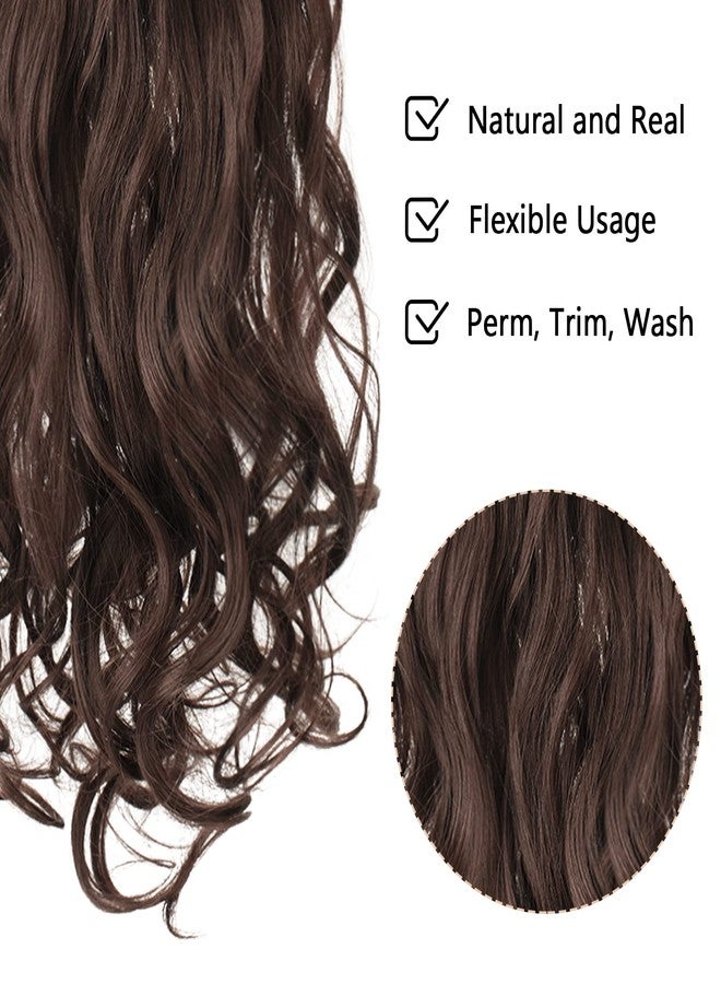 فيشبن وصلات شعر فيشفين بطول 20 بوصة، 7 قطع، 16 مشبك، شعر مجعد طويل صناعي، وصلات شعر كاملة الرأس للنساء، وزن 130 غرام، لون بني كستنائي متوسط (رقم 8). - Image 4