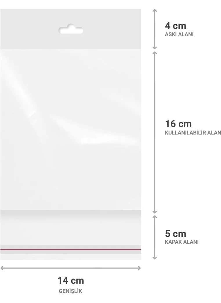 Ambalaj Pazarı Packaging Market Hanger (Mexican Hat) Transparent Opp Bag with Tape 14 x 16 9 cm - 500 PIECES