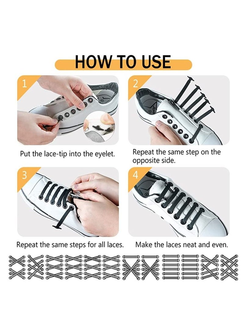 No Tie Shoelaces for Kids and Adults, Stretch Silicone Elastic Shoe Laces, Lazy Quick Tie Tieless Waterproof Wash-free Shoe Laces for Sneakers Running Shoe Boots Board and Casual Shoes, Adult-Brown - Image 4