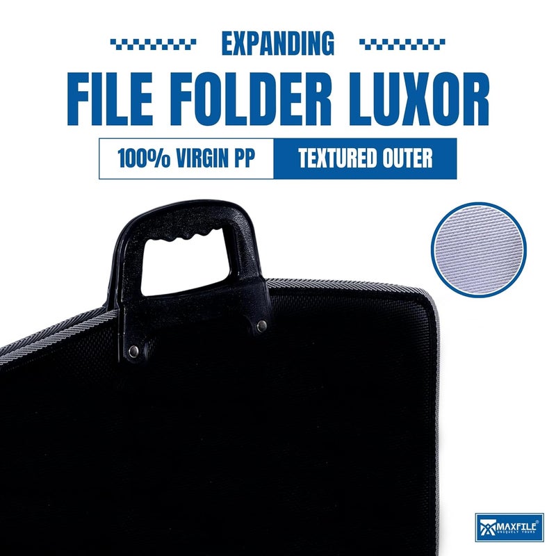MAXFILE Luxor FC Expanding File Folder with Handle & Zip Closure 13 Pocket Accordion Document Organizer | 100% Virgin PP, Stitched Edges, Durable & Water-Resistant File Bag for Office, School & Home - Image 2