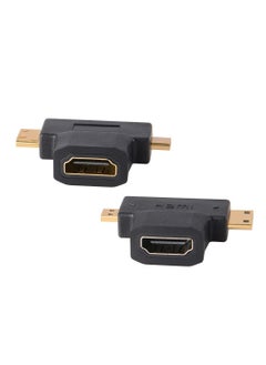 Excefore 3-in-1 HDMI to Mini/Micro HDMI Adapter, Mini/Micro HDMI Male to HDMI Female Universal T Adapter, with Gold-Plated Connector 2 Pcs, Compatible with Digital Camera Camcorder Tablet Laptop  - Image 1