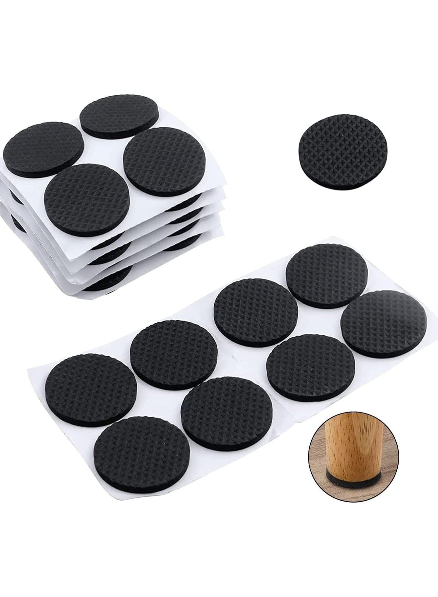 Non-Slip Furniture Pads 60 PCS EVA Furniture Protector Self Adhesive Sticky Floor Protector Mat Furniture Grippers Chair Leg Pads Anti Scratch Foam Table Chair Sofa Sticky Floor Mat Round