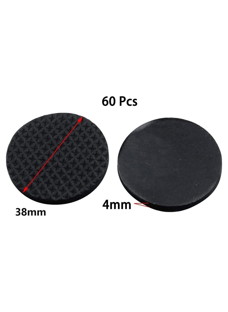Non-Slip Furniture Pads 60 PCS EVA Furniture Protector Self Adhesive Sticky Floor Protector Mat Furniture Grippers Chair Leg Pads Anti Scratch Foam Table Chair Sofa Sticky Floor Mat Round