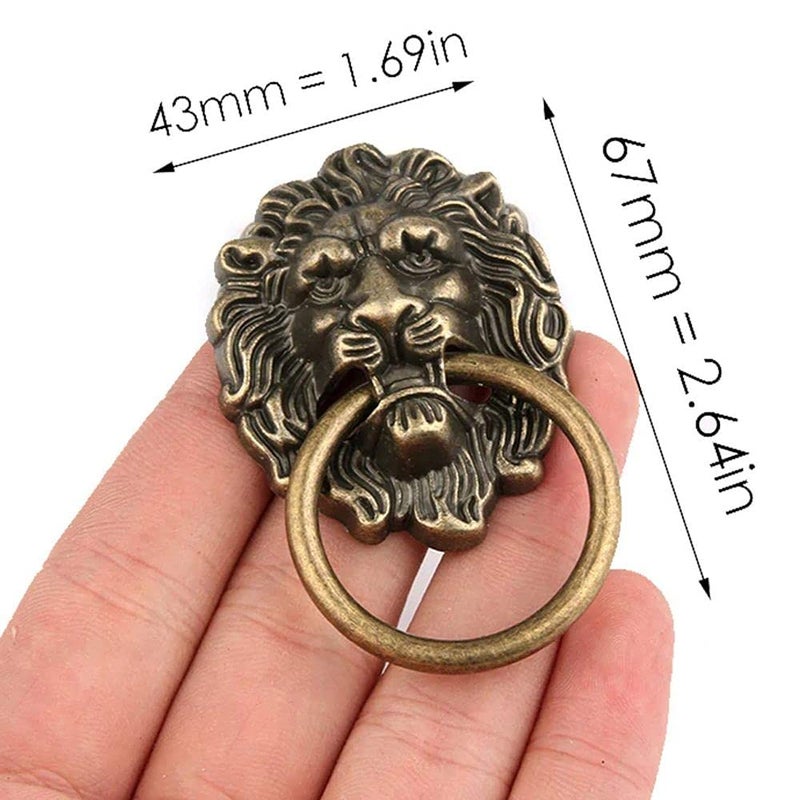 DIY Crafts CTDIYHI56481 67 43mm Furniture Handles Beast for Lion Head Antique Alloy Handle Wardrobe Drawer Door Pull - Image 4