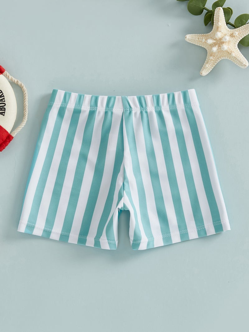 Swim Trunks for Baby Boys Fashion Stripes Print Elastic Waist Beach Shorts Kid Board Shorts - Image 1