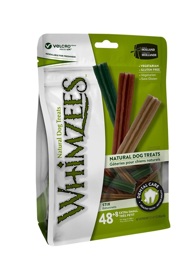 WHIMZEES - Natural Dog Dental Treats Stix Extra Small Mix 56Pc 360g - Image 1