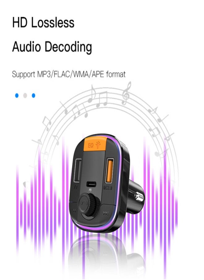 يسيدو شاحن سيارة Y45 سريع الشحن بمنفذين USB وجهاز إرسال FM وشاحن سيارة متعدد الوظائف Mp3  - Image 4