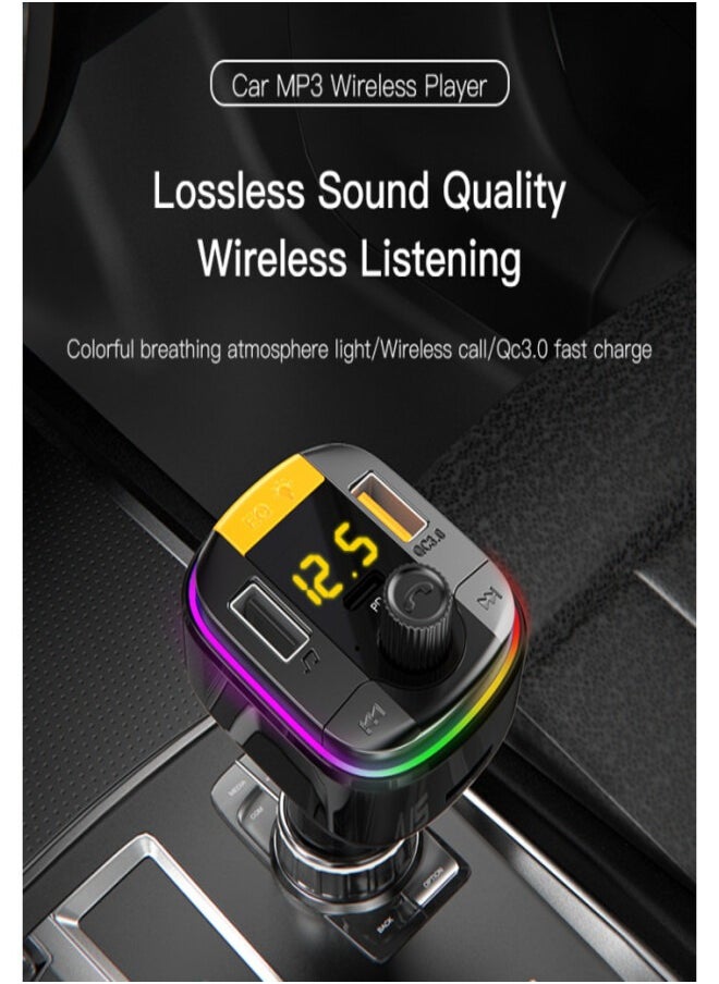 يسيدو شاحن سيارة Y45 سريع الشحن بمنفذين USB وجهاز إرسال FM وشاحن سيارة متعدد الوظائف Mp3  - Image 2