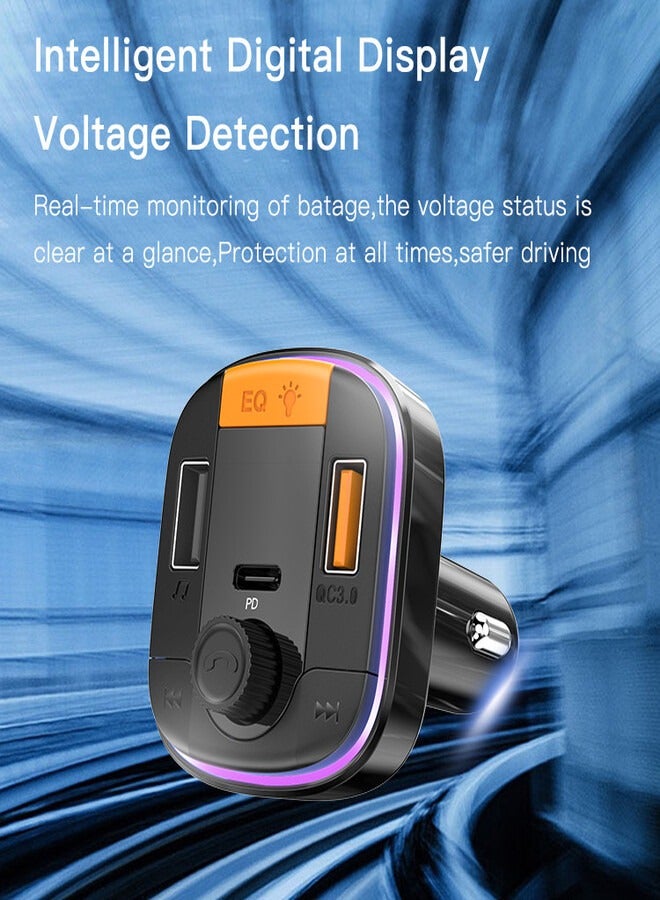 شاحن سيارة Y45 سريع الشحن بمنفذين USB وجهاز إرسال FM وشاحن سيارة متعدد الوظائف Mp3