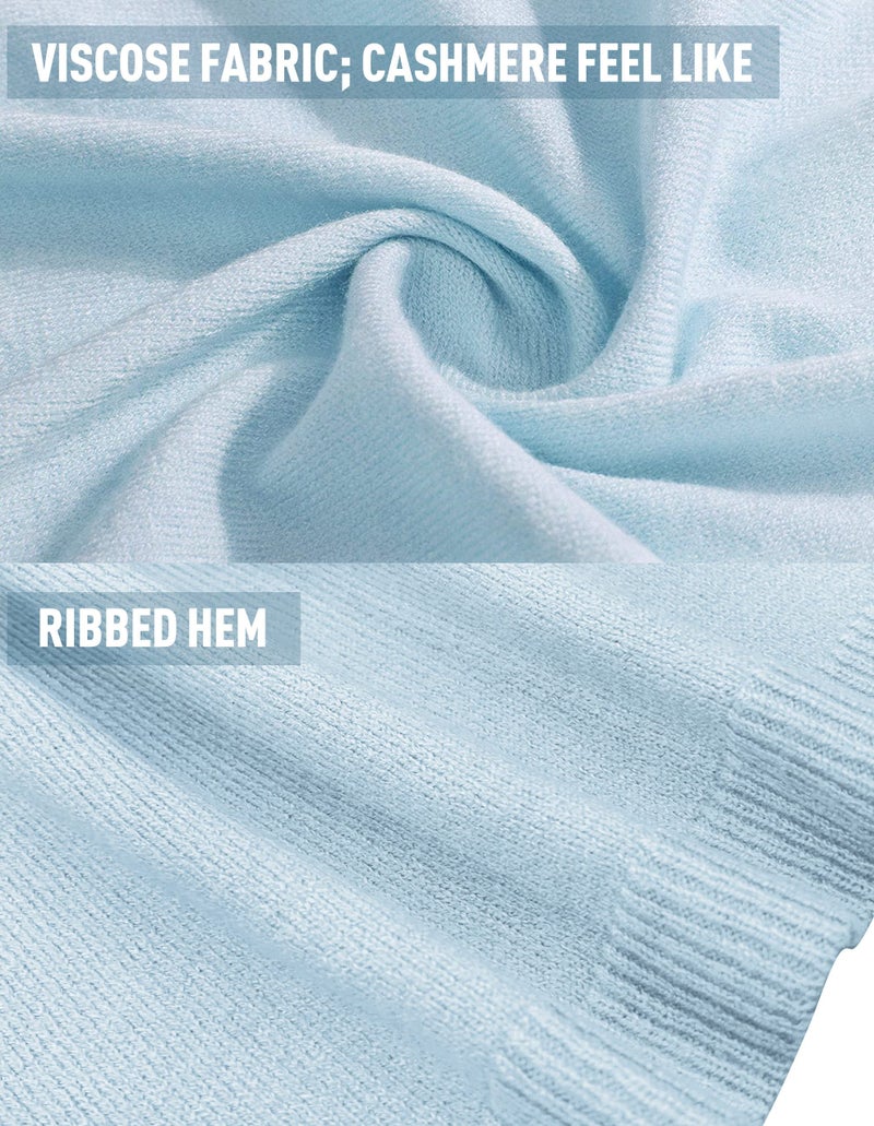 PULI Women's Versatile Knitted Shawls Scarf Poncho Sweater with Buttons Lightweight Spring Summer Fall Wraps blue - Image 4