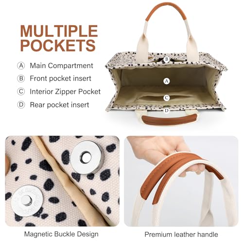 LHMTQVK Canvas Tote Bag Bible Bag for Women Crossbody Bag Purses Tote Bags with Pockets Travel Everyday Work Bags Handbags(Leopard) - Image 5