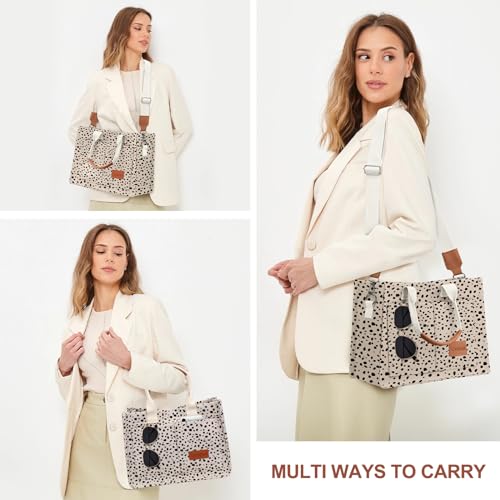 LHMTQVK Canvas Tote Bag Bible Bag for Women Crossbody Bag Purses Tote Bags with Pockets Travel Everyday Work Bags Handbags(Leopard) - Image 3