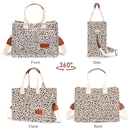 LHMTQVK Canvas Tote Bag Bible Bag for Women Crossbody Bag Purses Tote Bags with Pockets Travel Everyday Work Bags Handbags(Leopard) - Image 4