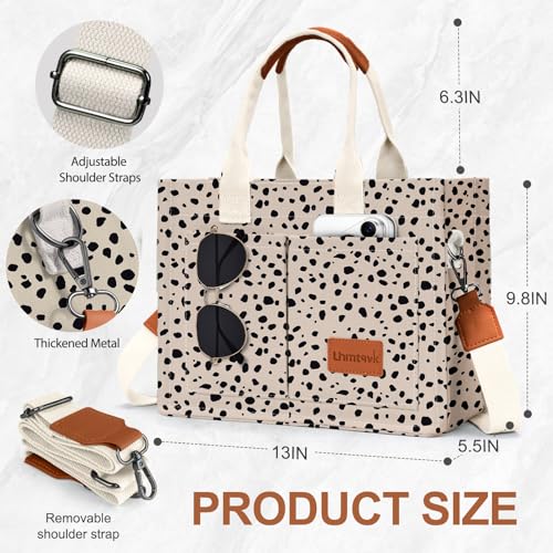 LHMTQVK Canvas Tote Bag Bible Bag for Women Crossbody Bag Purses Tote Bags with Pockets Travel Everyday Work Bags Handbags(Leopard) - Image 2