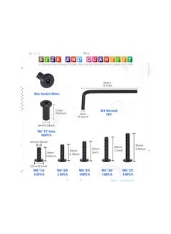 Glarks Glarks 121Pcs M6x16/ 20/25/ 30/ 35mm Black Hex Drive Socket Cap Bolts Kit, Allen Head Countsunk Furniture Crib Bolts Nuts Screws for Chair Table Cabinets  - Image 2