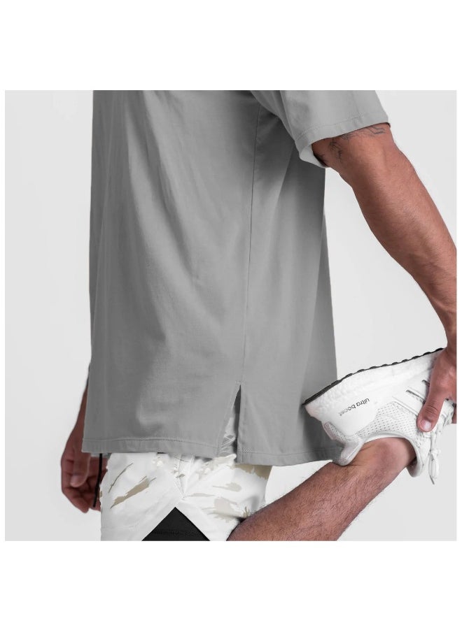 alo - alo loose crew neck, short sleeves, hem slit T-shirt - Image 1