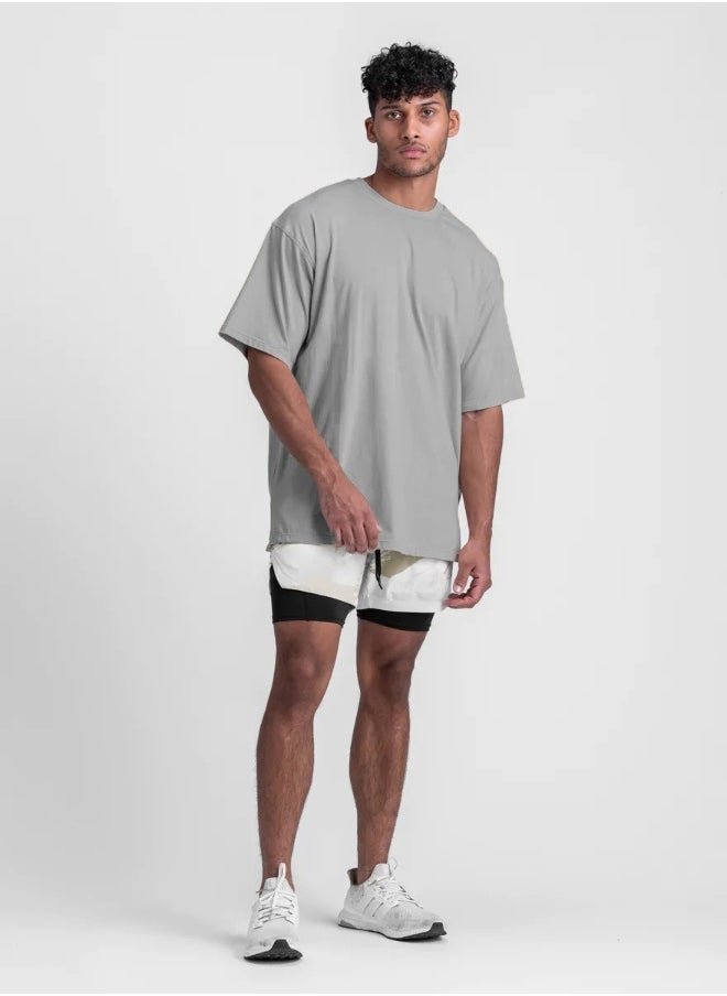 alo - alo loose crew neck, short sleeves, hem slit T-shirt - Image 1