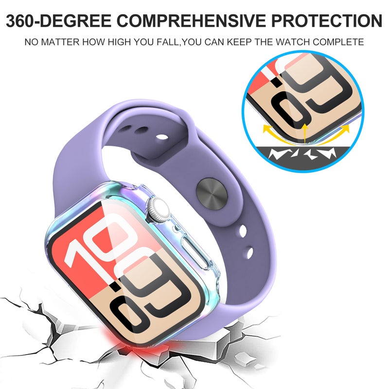Diruite Suoman 2-Pack for Apple Watch Series 6/5/4/Series SE/SE 2/SE 3 40mm Screen Protector Case, Tempered Glass All-Around Screen Protector Case Ultra-Thin for iWatch 40mm Protection Cover - Colorful - Image 5