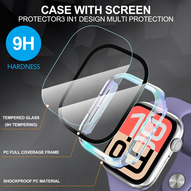 Diruite Suoman 2-Pack for Apple Watch Series 6/5/4/Series SE/SE 2/SE 3 40mm Screen Protector Case, Tempered Glass All-Around Screen Protector Case Ultra-Thin for iWatch 40mm Protection Cover - Colorful - Image 3