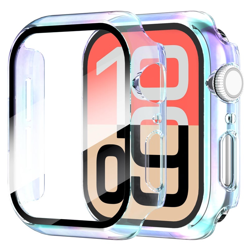 Diruite Suoman 2-Pack for Apple Watch Series 6/5/4/Series SE/SE 2/SE 3 40mm Screen Protector Case, Tempered Glass All-Around Screen Protector Case Ultra-Thin for iWatch 40mm Protection Cover - Colorful - Image 1