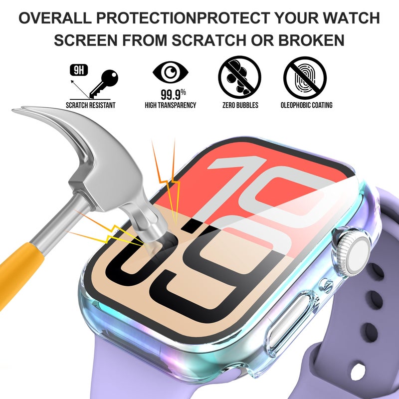 Diruite Suoman 2-Pack for Apple Watch Series 6/5/4/Series SE/SE 2/SE 3 40mm Screen Protector Case, Tempered Glass All-Around Screen Protector Case Ultra-Thin for iWatch 40mm Protection Cover - Colorful - Image 4