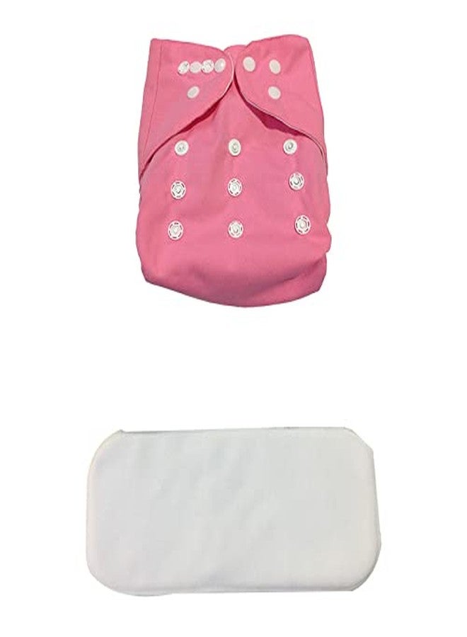 Crawl'in Combo of Reusable Baby Washable Cloth Diaper Nappies with Multi Layered Micro- Fibre Baby Insert Pads (Pink) (Assorted Colours) - Image 1