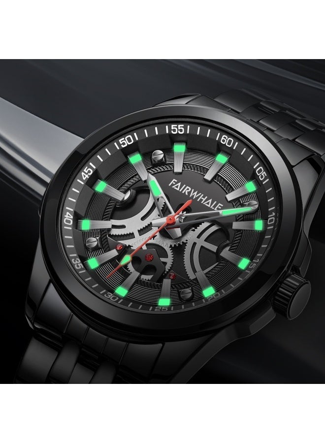 Mark Fairwhale Men's Quartz Watch - Black Metal Case and Alloy Strap, Luminous Dial, Classic Business Design - Image 3