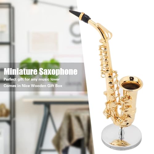 Tnfeeon Miniature Alto Saxophone, Mini Musical Instrument Saxophone with Stand and Case Simulate Instrument Miniature Dollhouse Model Ornament Collection - Image 5