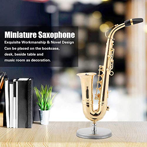 Tnfeeon Miniature Alto Saxophone, Mini Musical Instrument Saxophone with Stand and Case Simulate Instrument Miniature Dollhouse Model Ornament Collection - Image 4