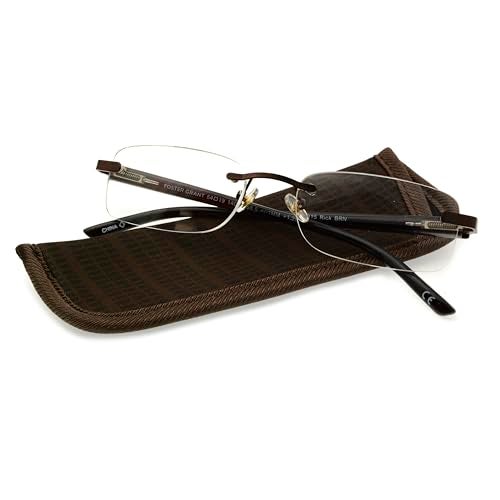 Foster Grant Men's Rick Rectangular Reading Glasses, Brown/Transparent, 59 mm - Image 2