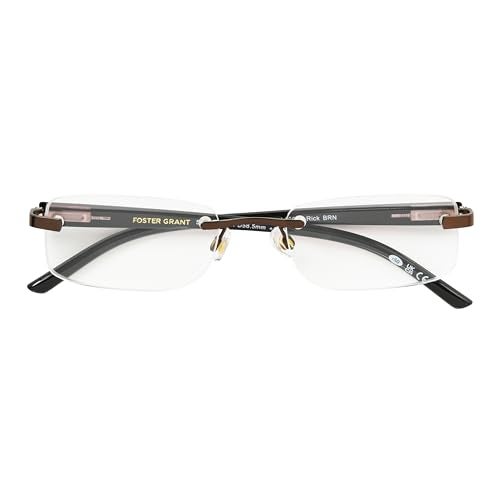 Foster Grant Men's Rick Rectangular Reading Glasses, Brown/Transparent, 59 mm - Image 3