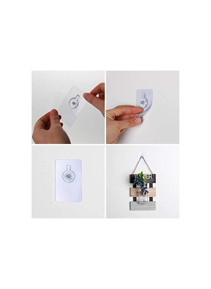 Spaceshoop 3 pcs Heavy Duty Wall Hooks Self Adhesive Hook Strong Nail Transparent Screw Holder Self Sticking Wall Hooks for Bathroom Kitchen Wall Hanging Ceiling Screw Net Length 8m  - Image 2
