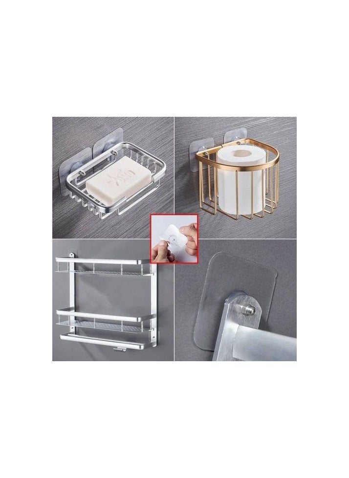 Spaceshoop 3 pcs Heavy Duty Wall Hooks Self Adhesive Hook Strong Nail Transparent Screw Holder Self Sticking Wall Hooks for Bathroom Kitchen Wall Hanging Ceiling Screw Net Length 8m  - Image 3