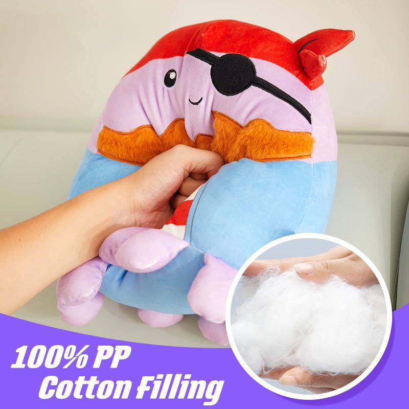 BSTAOFY Pirate Octopus Plush Pillow Cute and Soft Octopus Stuffed Animal Hugging Pillow Sea Animal Plush Toys Birthday Valentines Gifts for Kids Boys Girls 12 - Image 3