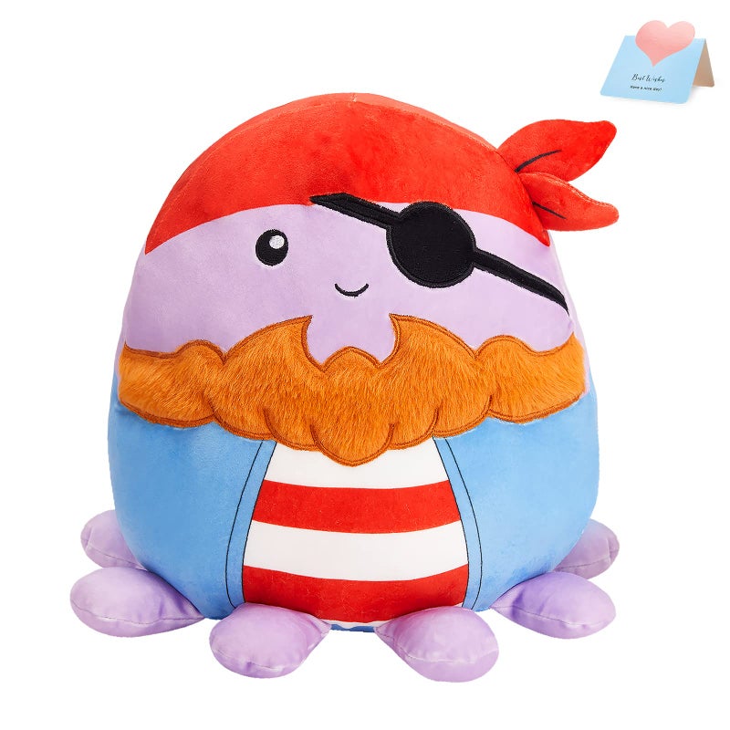 BSTAOFY Pirate Octopus Plush Pillow Cute and Soft Octopus Stuffed Animal Hugging Pillow Sea Animal Plush Toys Birthday Valentines Gifts for Kids Boys Girls 12 - Image 1