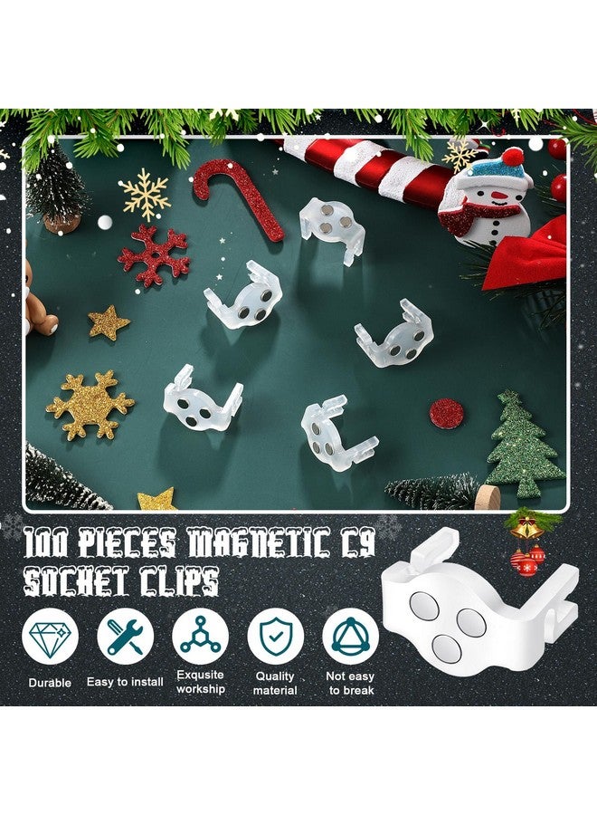Frienda Magnetic C9 Socket Clips Magnetic Christmas Light Clips for Outdoor Patio Lighting, Clear (100) - Image 5