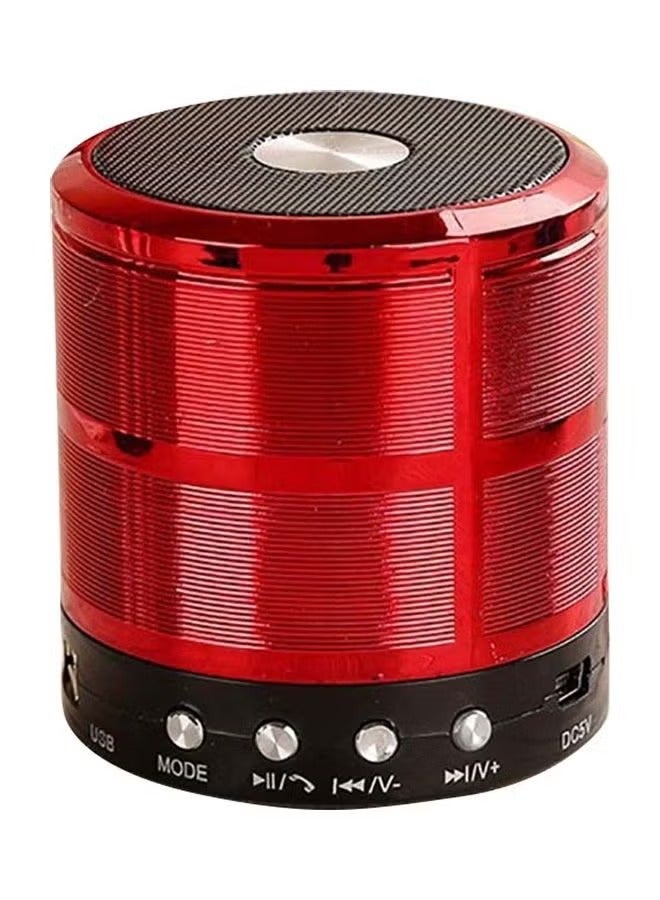 Mini Portable WS-887 Wireless Bluetooth Speaker with FM And Micro-SD Card Slot for All Smartphones Red/Black - Image 1
