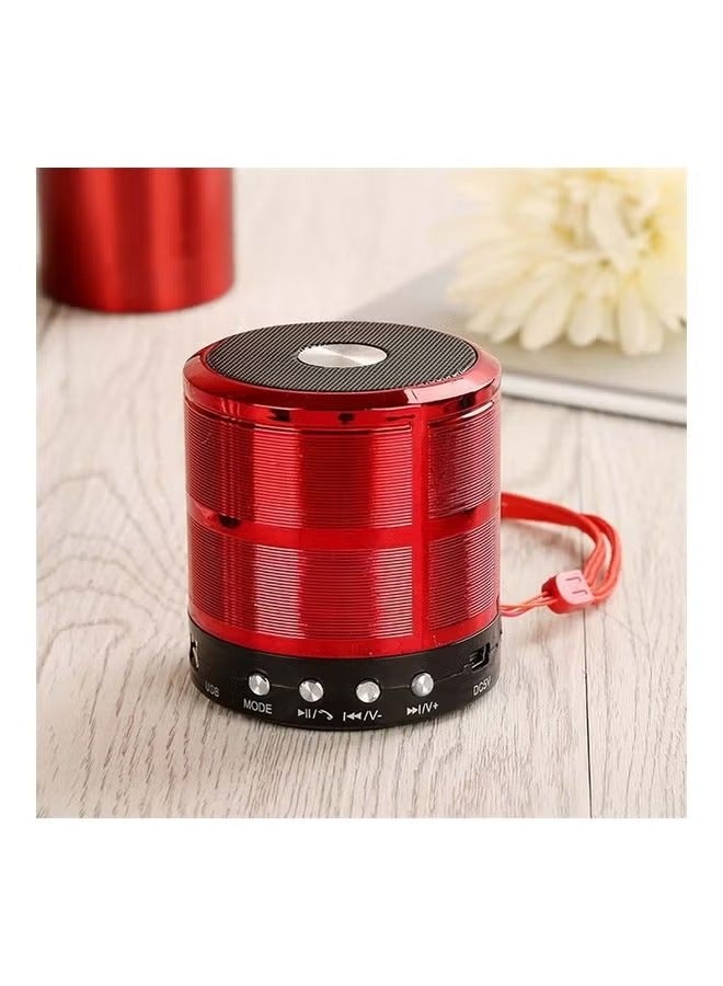 Mini Portable WS-887 Wireless Bluetooth Speaker with FM And Micro-SD Card Slot for All Smartphones Red/Black - Image 2