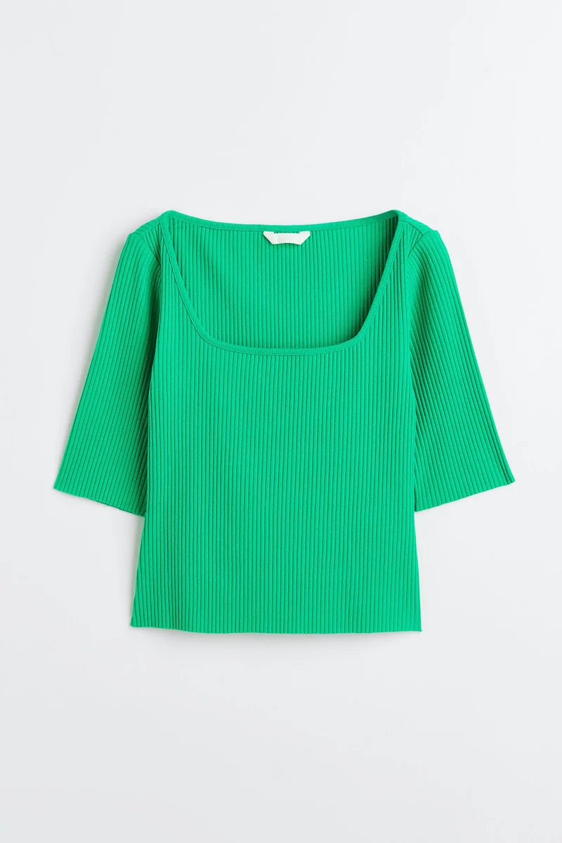 اتش اند ام Square Neck Ribbed Top