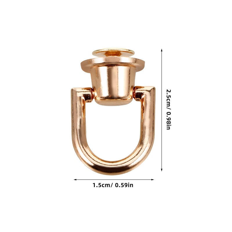 10 Pcs Brass D Ring Rivet Studs Light Gold 360 Degree Rotatable Leathercraft Hardware for Handbag Strap Replacement DIY - Image 3