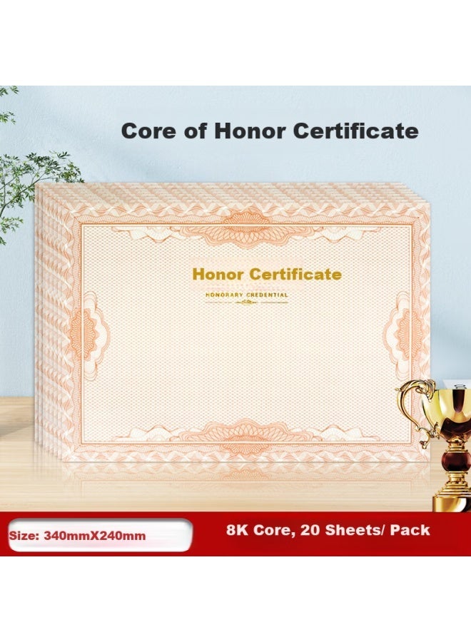 LISON K Honor Certificate Inner Core Inner Page 20 Sheets Pack Award Certificate Inner Core School Business Commendation Certificate Printable A4 Paper Inner Page Excluding Shell  5902 - Image 1