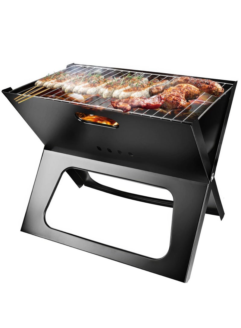 RENOVO Portable Outdoor Camping Grill and Fire, Barbecue Charcoal Foldable BBQ Grill with Large Grilling Surface - Image 1