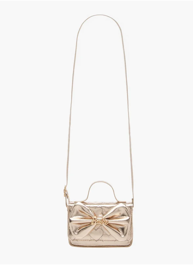 Barbie Girls Bow Accent Crossbody Bag with Adjustable Strap and Flap Closure