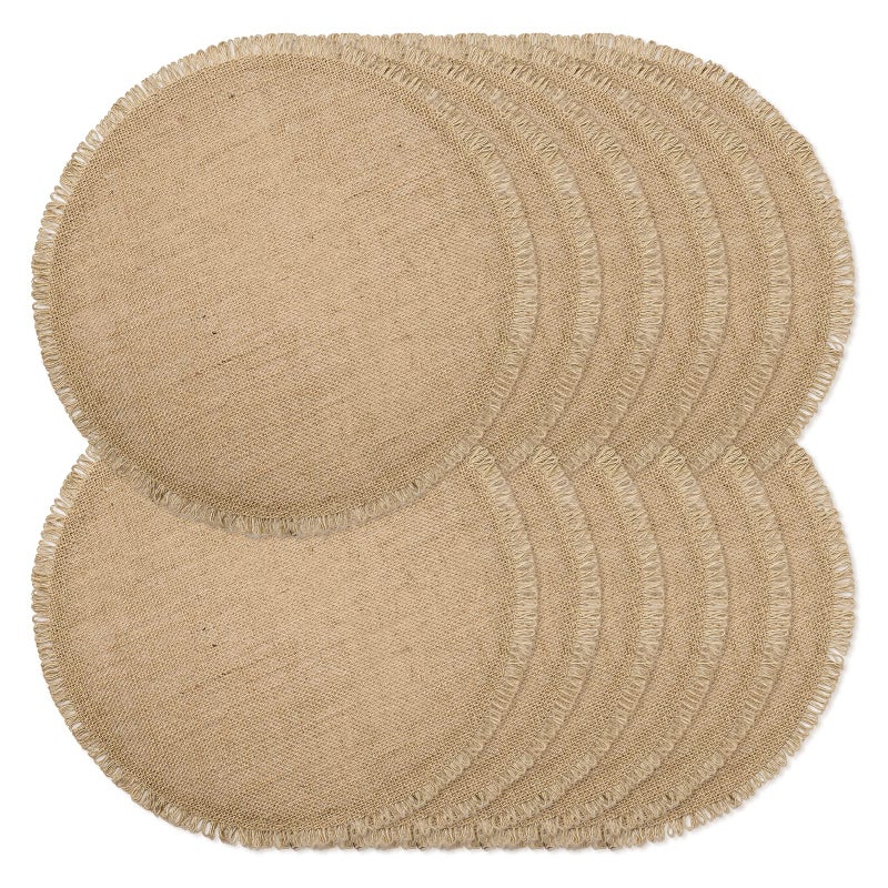 Noctiflorous Round Burlap Placemats Set of 12 Jute Rustic Place Mats for Dining Tables Heat Resistant Natural Farmhouse Table Mats Decor for Thanksgiving (Tassel) - Image 1