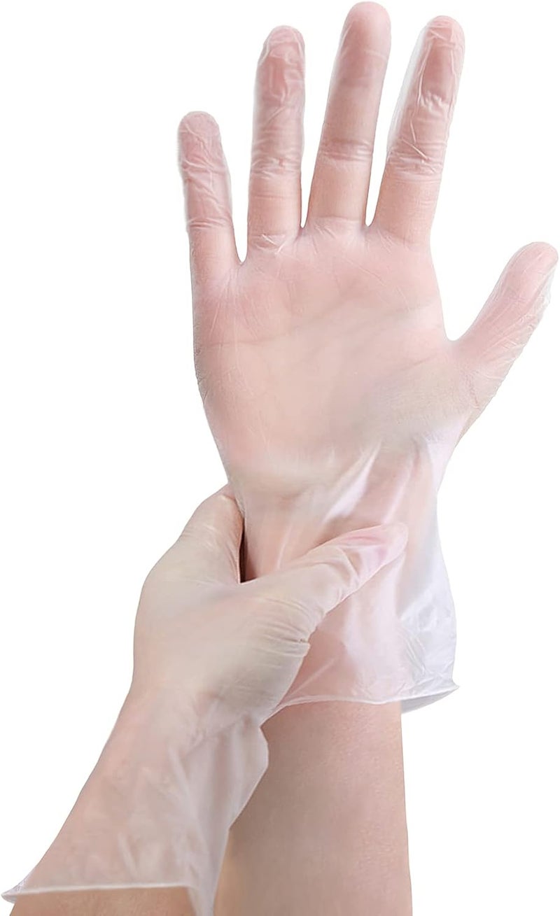 PEIPU Vinyl Disposable Gloves, Powder Free, Cleaning Service Gloves, Latex Free, 100Pack-Transparent - Image 3