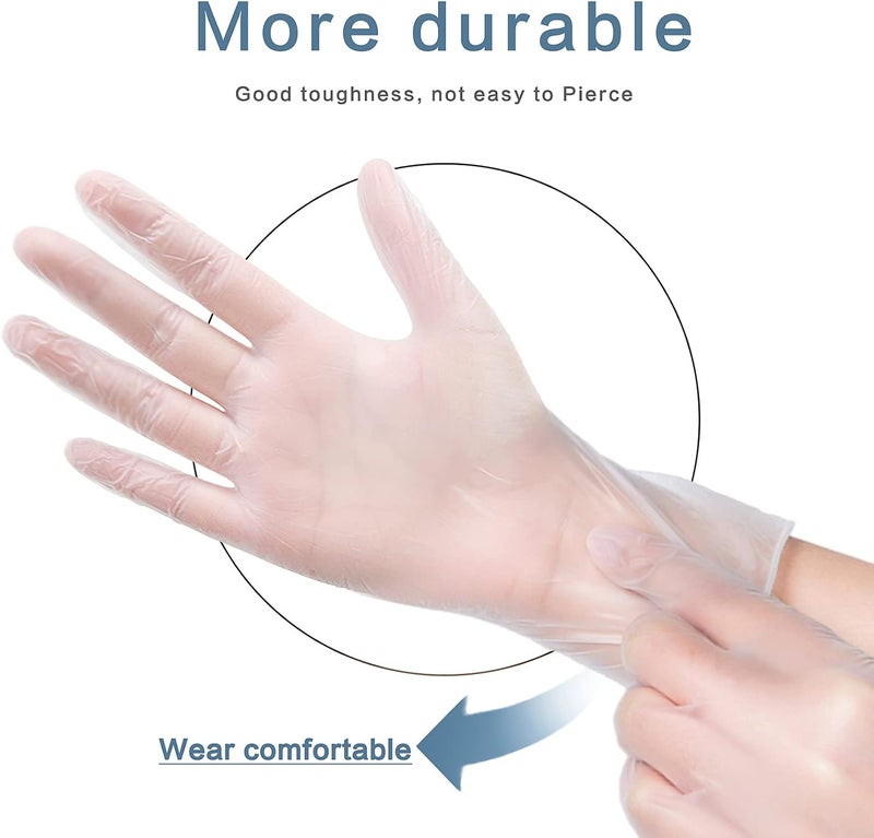 PEIPU Vinyl Disposable Gloves, Powder Free, Cleaning Service Gloves, Latex Free, 100Pack-Transparent - Image 2